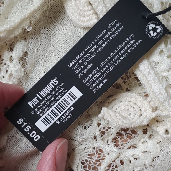 NWT Boho Lace Y2K summer scarf antique white - Picture 5 of 7